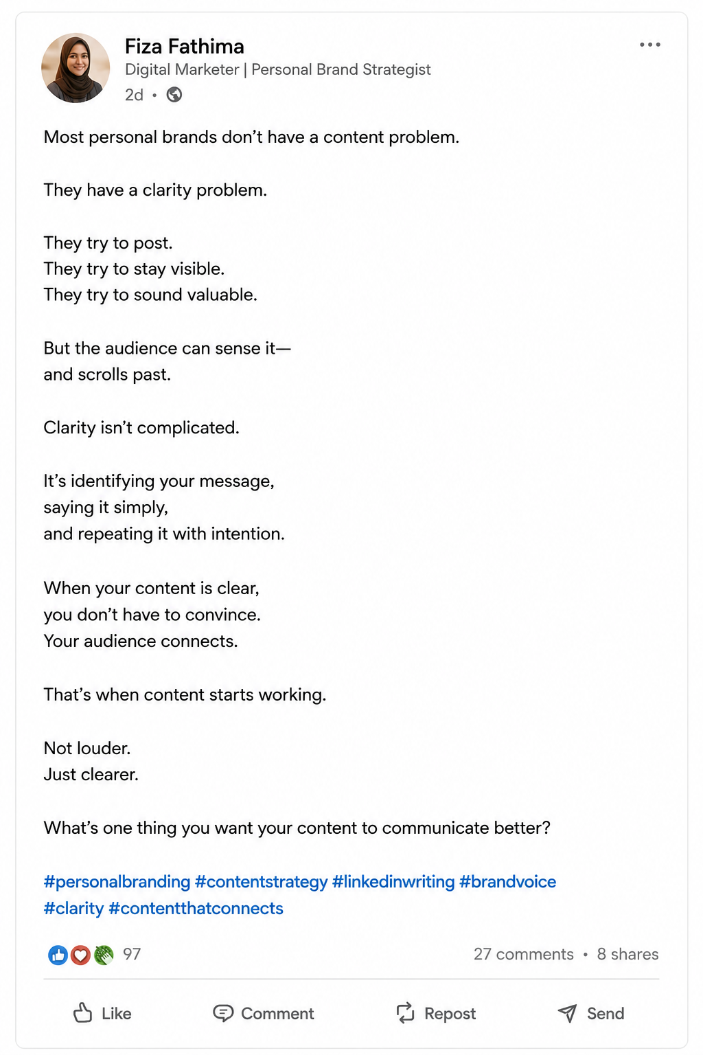 LinkedIn writing sample